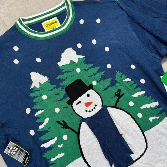 Tipsy‎ Elves Sweatshirt Men's 4XL Blue Peekaboo Snowman Crewneck Christmas NWT - Picture 1 of 13
